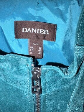 Danier Teal Suede Zip-Front Jacket